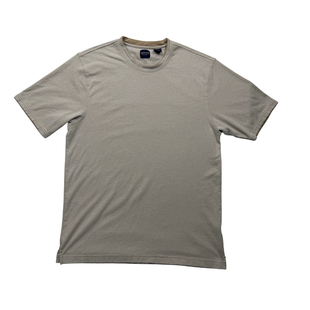 Arrow Men's Textured Knit T-Shirt Beige Short Sleeve Size M